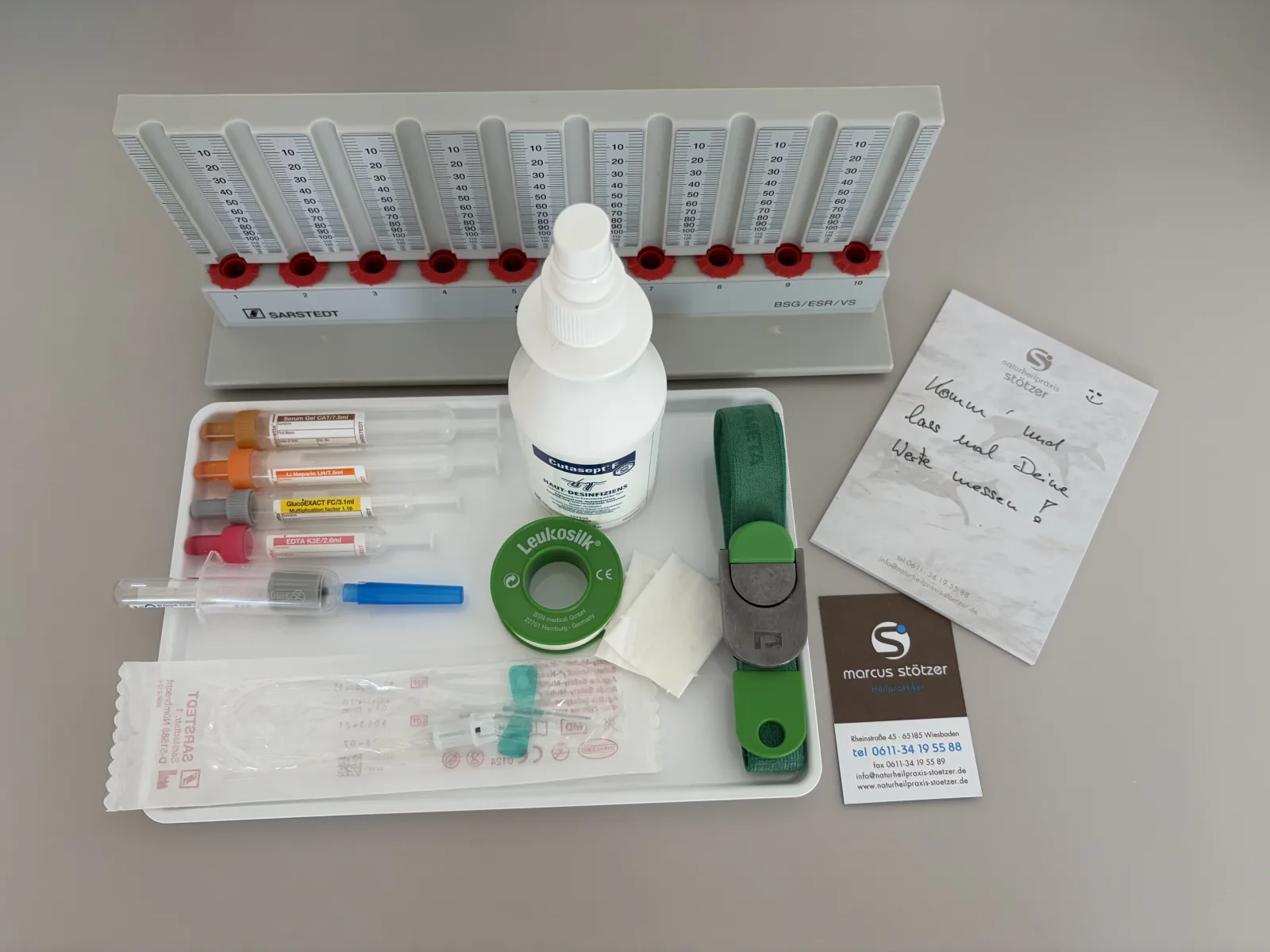 Blutentnahme-Set für den Gesundheits-Check-up in der Naturheilpraxis Stötzer Wiesbaden